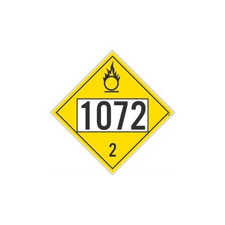 Nmc PLACARD, OXYGEN, FOUR DIGIT 1072, DL70BPR50